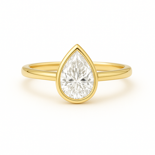 Bezel Pear Solitaire Engagement Ring Setting AG & CO Jewellery