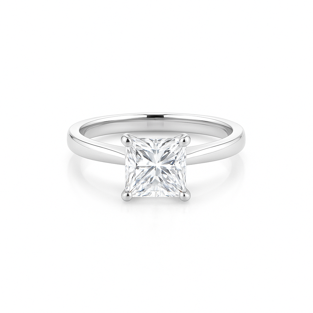 Mila - Princess Cut Lab Grown Solitaire Diamond Engagement Ring 18K White Gold AG & CO Jewellery