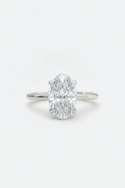 2.50CT Oval Solitaire Lab Grown Diamond Engagement Ring 14K White Gold AG & CO Jewellery
