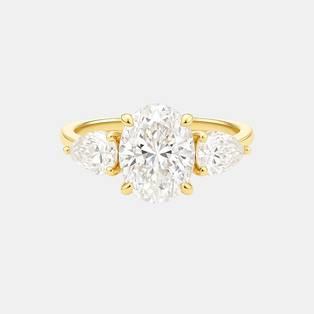 Anna Trilogy 3-Stone Engagement Ring Setting with Pear Side Stones AG & CO Jewellery