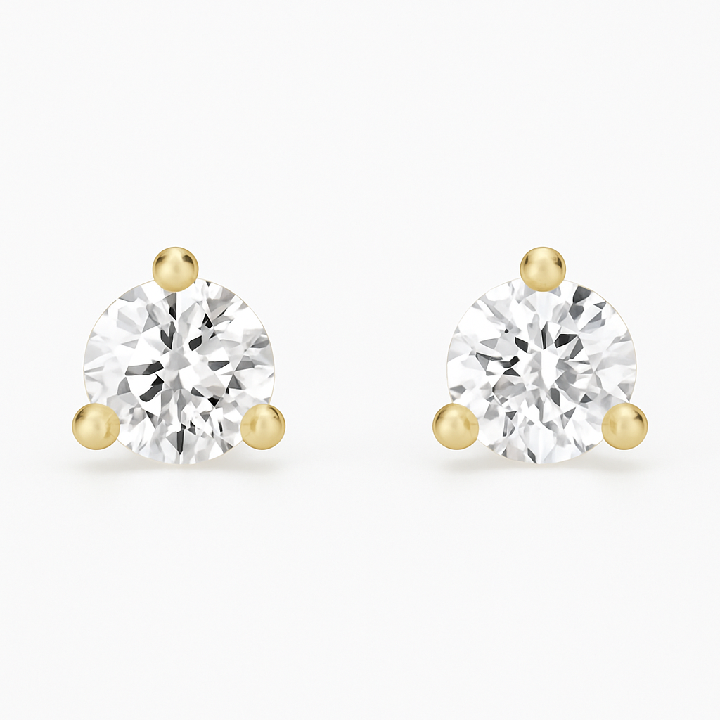 round classic 3-prong stud earrings 0.50-5.00 carat lab grown diamond studs 14k solid gold igi certified ag & co jewellery