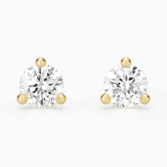 Round Classic 3-Prong Stud Earrings 0.50-5.00 carat Lab Grown Diamond Studs 14K Solid Gold IGI certified AG & CO Jewellery