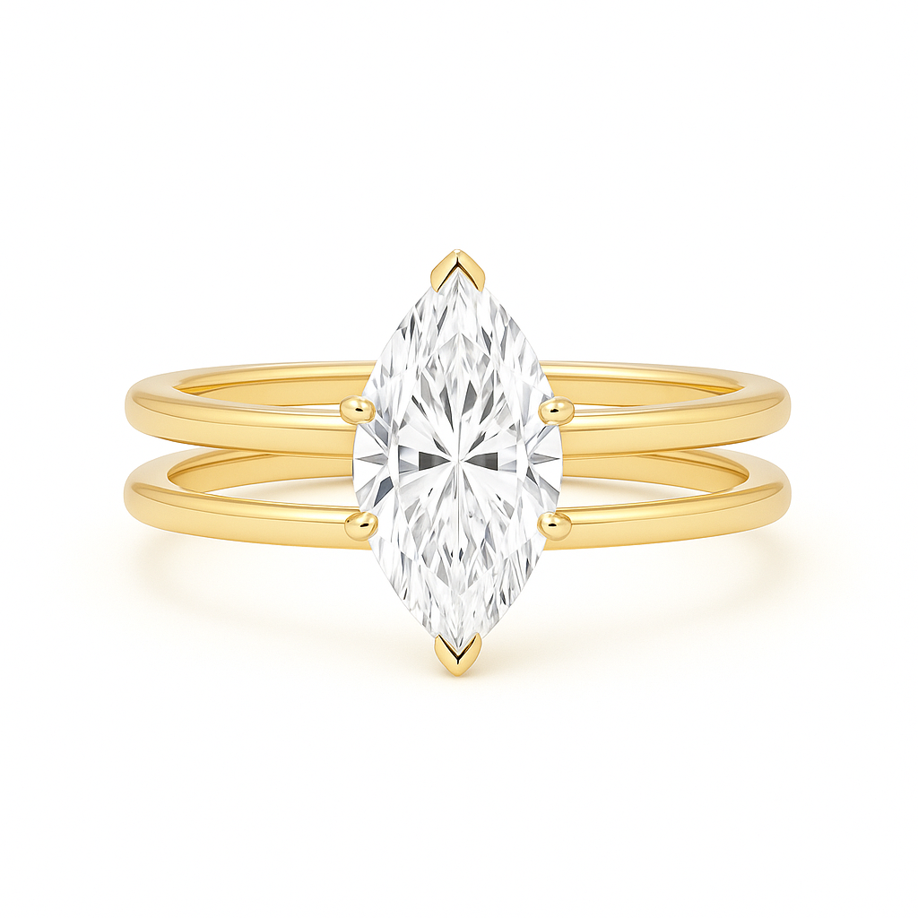 Solstice - Marquise Diamond Engagement Ring with Double Band AG & CO Jewellery