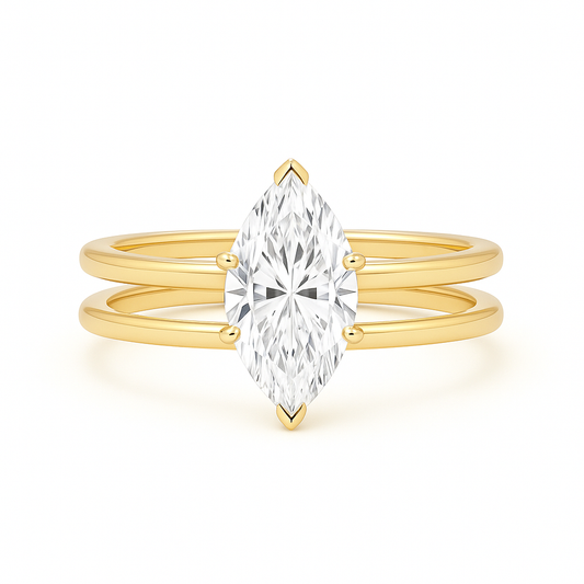 Solstice - Marquise Diamond Engagement Ring with Double Band AG & CO Jewellery