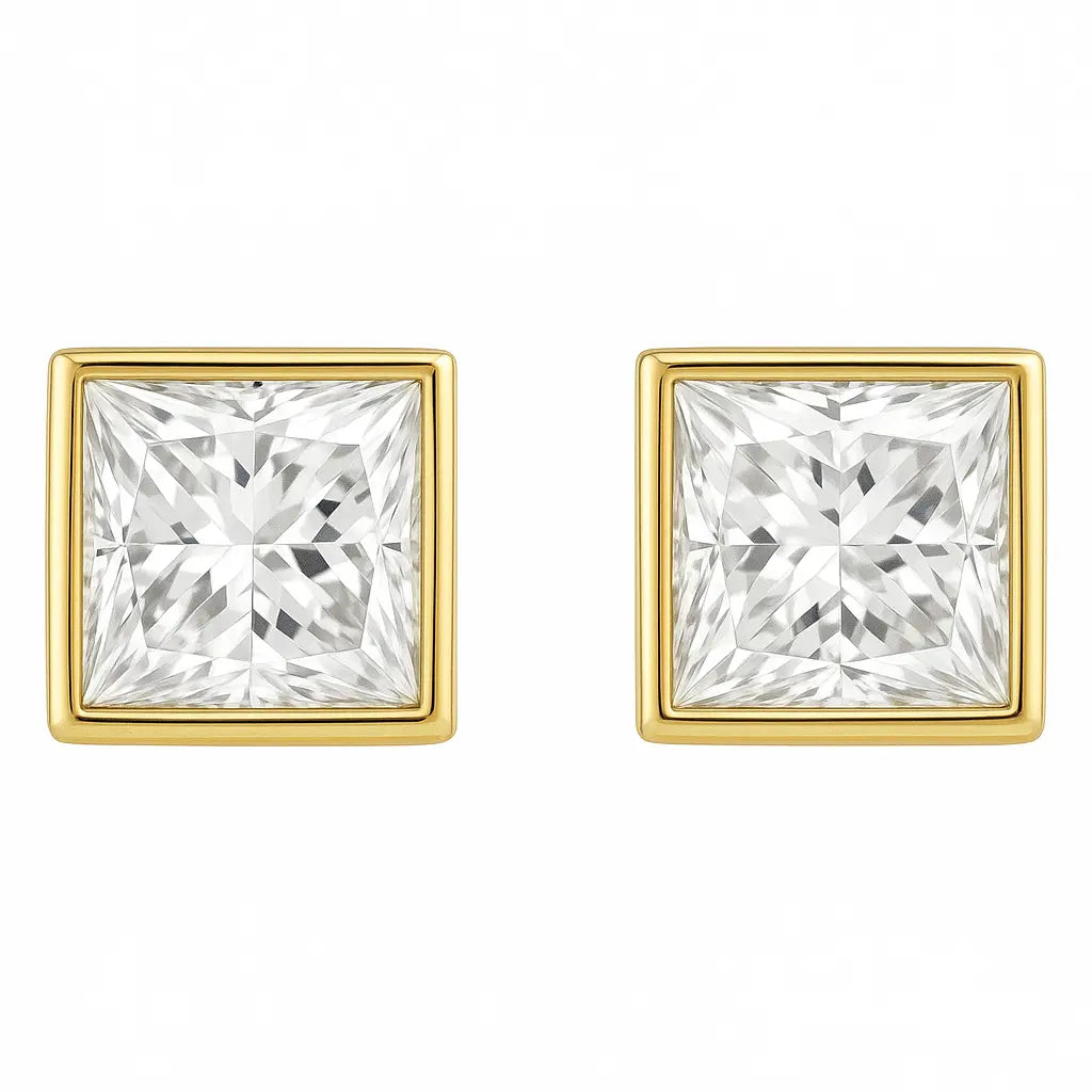 princess bezel stud earrings 0.50-6.00 carat lab grown diamond studs 14k solid gold igi certified ag & co jewellery
