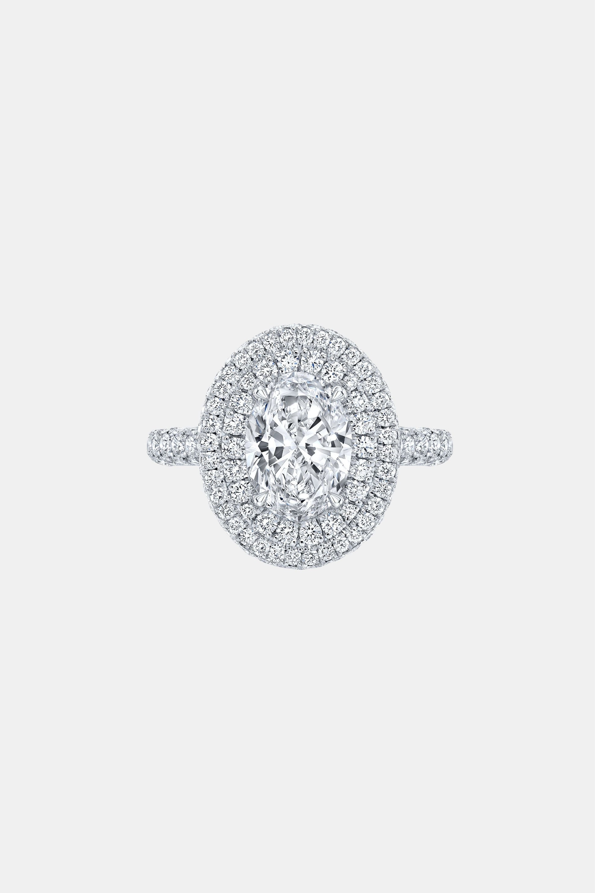 CASSIA – Oval Cut Double Halo Engagement Ring Setting in White Gold AG & CO Jewellery