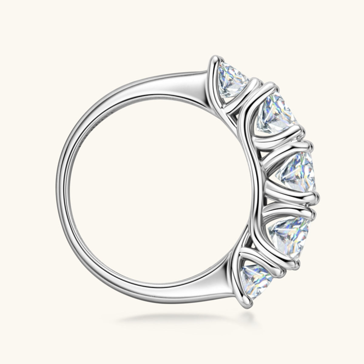 3.60 carat moissanite 5 stone ring