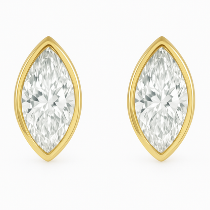 Marquise Bezel Stud Earrings 0.50-6.00 carat Lab Grown Diamond Studs 14K Solid Gold IGI certified AG & CO Jewellery