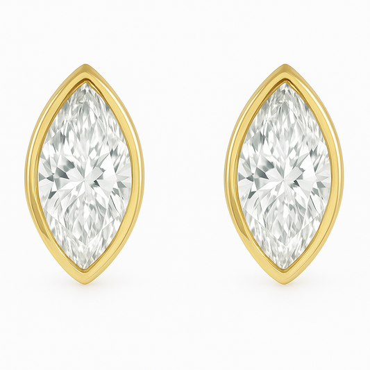 Marquise Bezel Stud Earrings 0.50-6.00 carat Lab Grown Diamond Studs 14K Solid Gold IGI certified AG & CO Jewellery