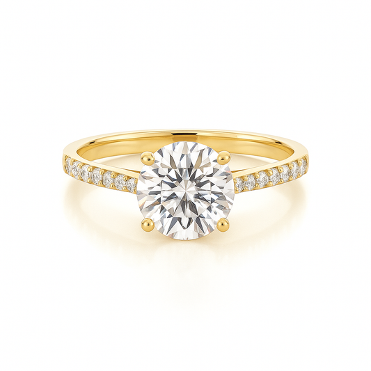 Mondella - 4 Claw Pavé Round Solitaire Engagement Ring Setting