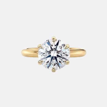 6 Claw Round Solitaire Lab Grown Engagement Ring Yellow Gold AG & CO Jewellery