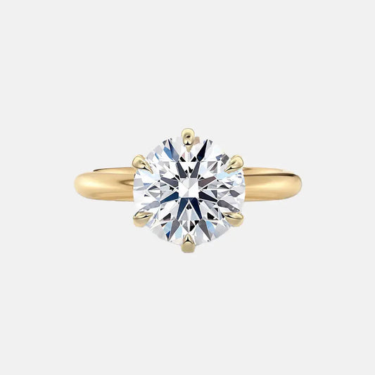 6 Claw Round Solitaire Lab Grown Engagement Ring Yellow Gold AG & CO Jewellery