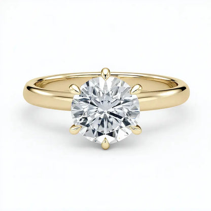 Classic 6-Prong Round Solitaire Engagement Ring — 18K Yellow Gold | Lab Grown Diamond (1ct–8ct) AG & CO Jewellery