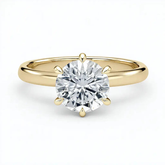 Classic 6-Prong Round Solitaire Engagement Ring — 18K Yellow Gold | Lab Grown Diamond (1ct–8ct) AG & CO Jewellery