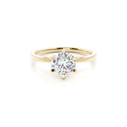 6 Prong Round Solitaire Engagement Ring 18K Solid Yellow Gold - AG & CO Jewellery