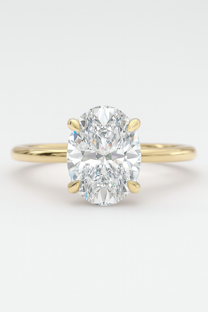 1.50CT Oval Solitaire Lab Grown Diamond Engagement Ring 14K Solid Yellow Gold AG & CO Jewellery
