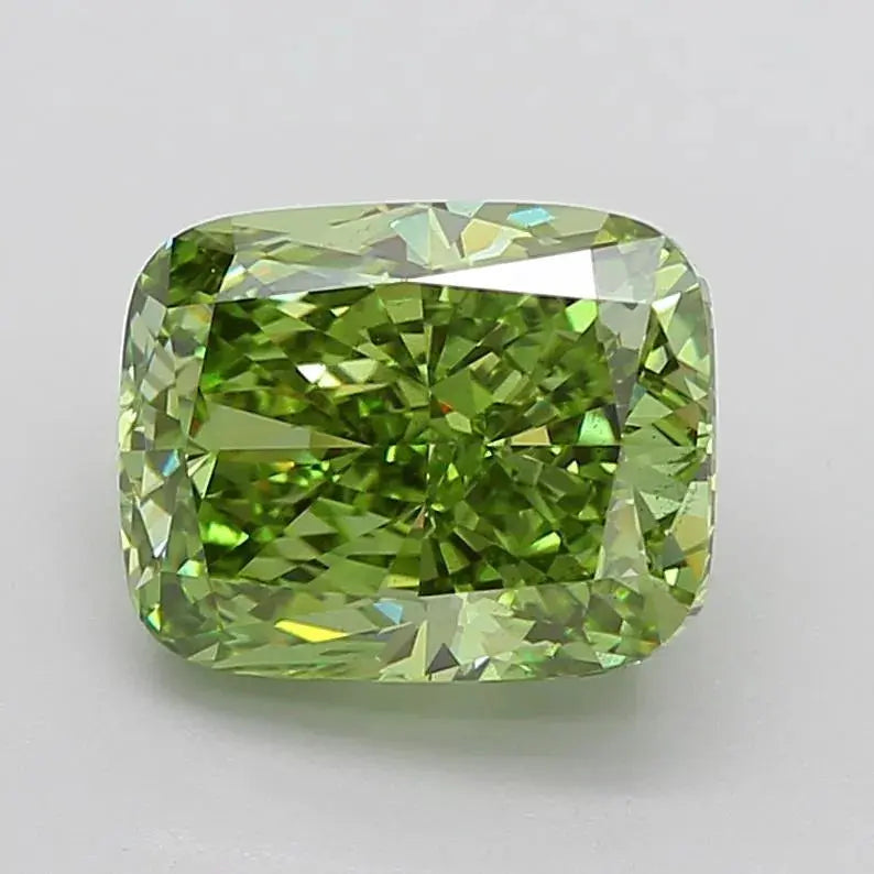 5.66ct elongated cushion modified lab grown diamond (colour fancy vivid green, clarity vs2, igi certified) - ag & co jewellery