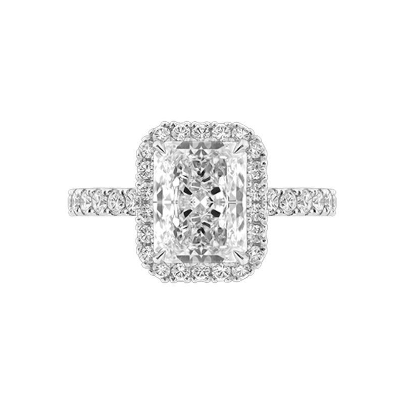 Penelope - Halo Pear Lab-Grown Diamond Engagement Ring with Pavé Band AG & CO Jewellery