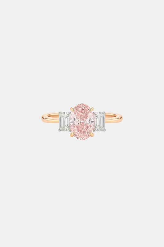 ALORA - Pink Oval Trilogy Engagement Ring AG & CO Jewellery