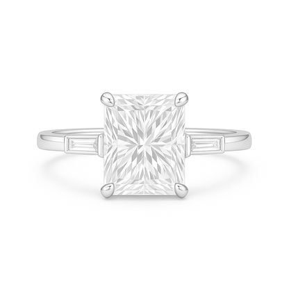 Ciara - Radiant Engagement Ring with Baguette Side Stones AG & CO Jewellery
