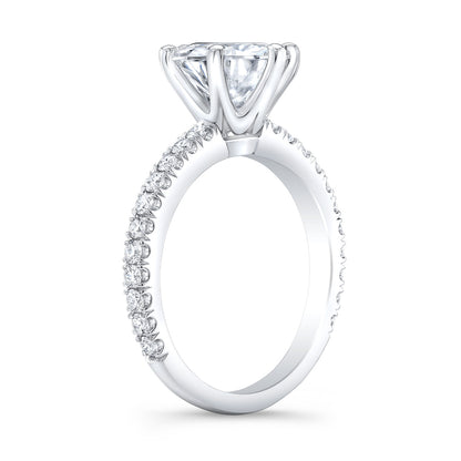 Victoria - Cathedral Round Diamond Engagement Ring with Pavé Band
