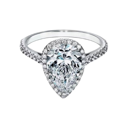 2.00 Carat Moissanite Pear Shape Ring with Halo