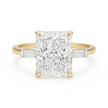 Ciara - Radiant Engagement Ring with Baguette Side Stones AG & CO Jewellery