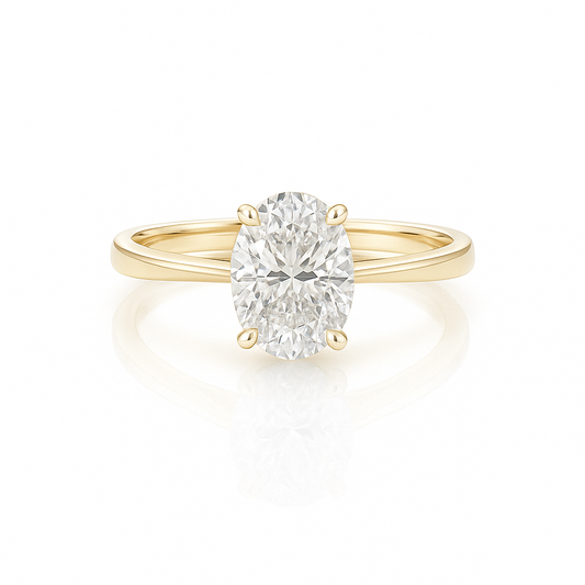 2.50CT Oval Solitaire Lab Grown Diamond Engagement Ring 14K Solid Gold