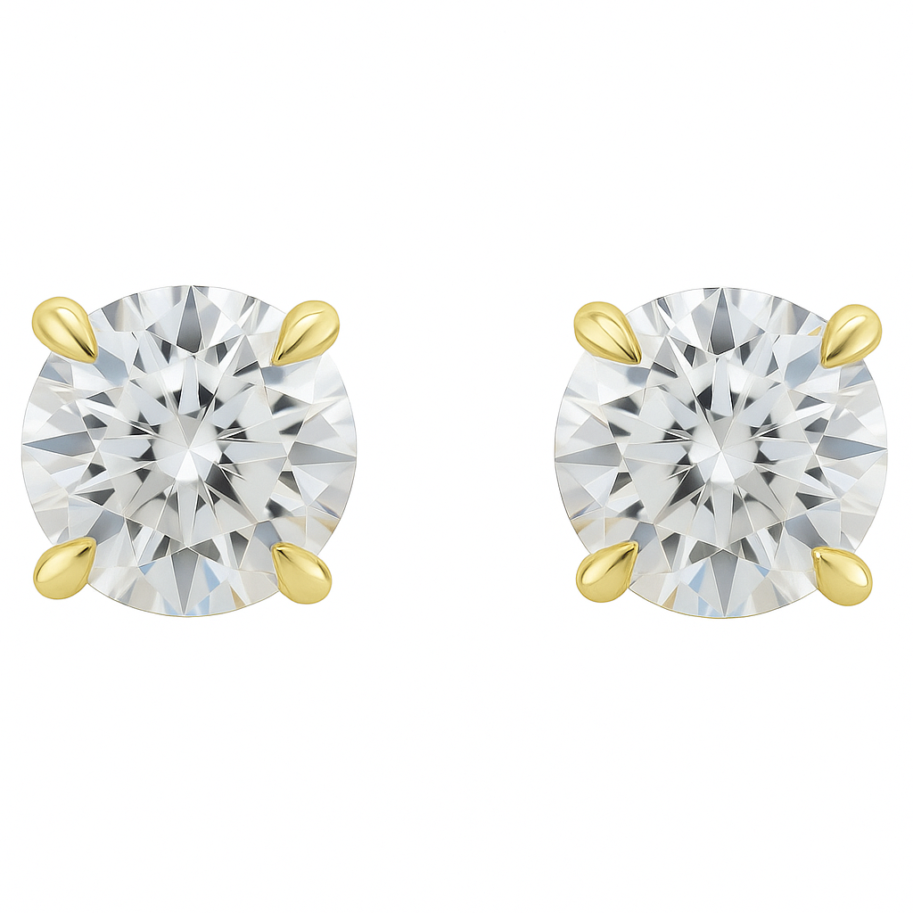 4-prong lab grown diamond stud earrings 0.50-6.00 carat diamond studs 14k solid gold igi certified ag & co jewellery