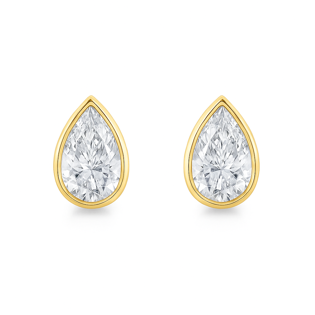Bezel Stud Earrings 0.50-6.00 carat Lab Grown Diamond Studs 14K Solid Gold IGI certified AG & CO Jewellery