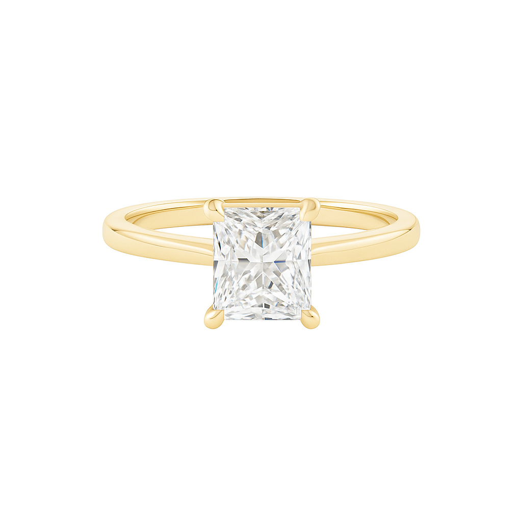 analisa - 4 claw princess solitaire diamond engagement ring