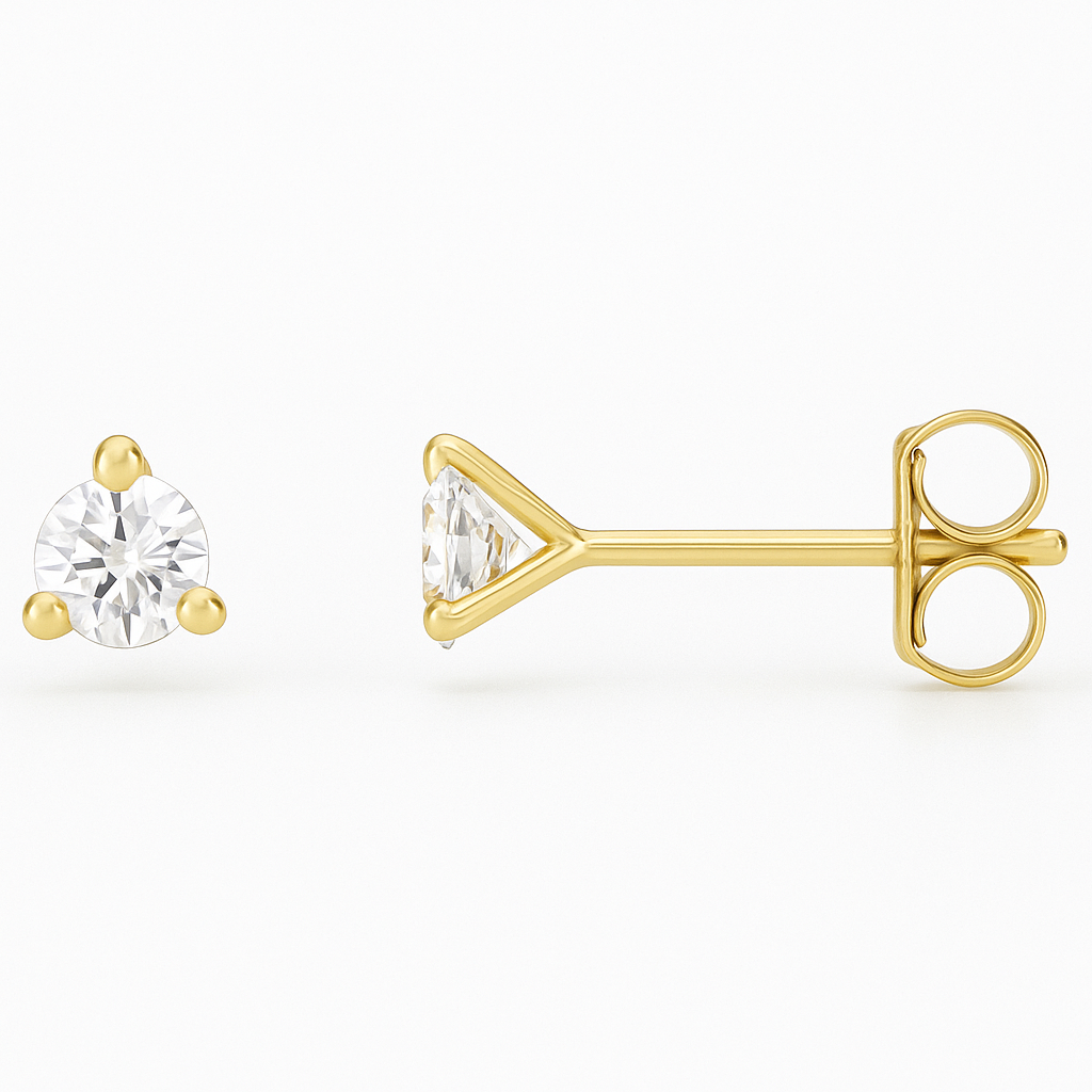 Round Classic 3-Prong Stud Earrings 0.50-5.00 carat Lab Grown Diamond Studs 14K Solid Gold IGI certified AG & CO Jewellery