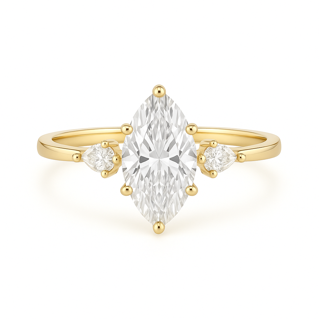 Maria - 6-Prong trilogy with pear side stones AG & CO Jewellery