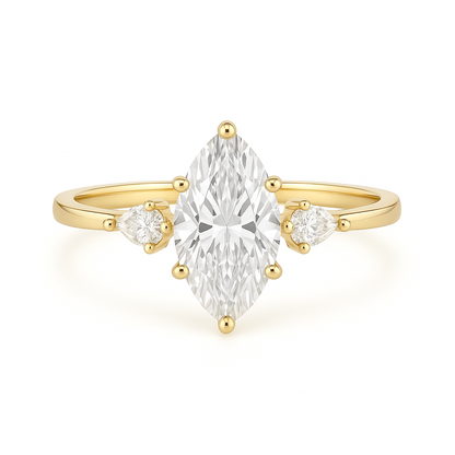 Maria - 6-Prong trilogy with pear side stones AG & CO Jewellery