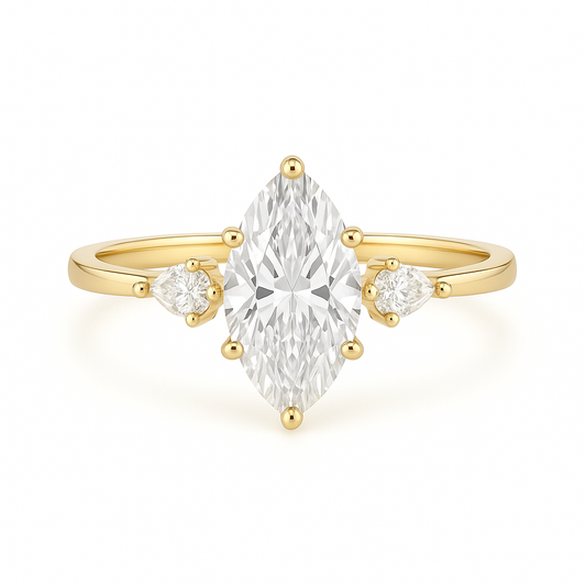 Maria - 6-Prong trilogy with pear side stones AG & CO Jewellery