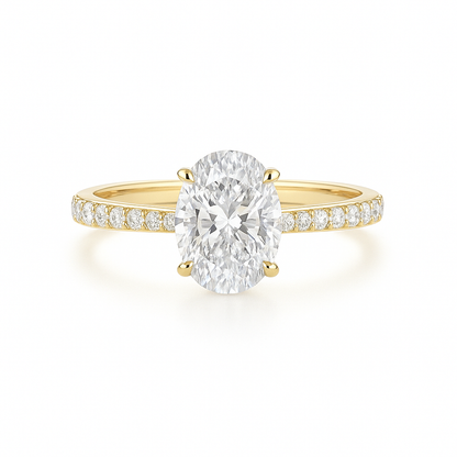 Charlie - Oval Solitaire Engagement Ring with Hidden Halo and Pavé Band AG & CO Jewellery