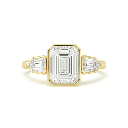 Viktoria - Bezel Set Ring with Bullet Side Stones AG & CO Jewellery