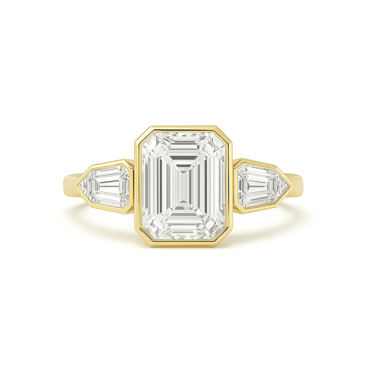 Viktoria - Bezel Set Ring with Bullet Side Stones AG & CO Jewellery