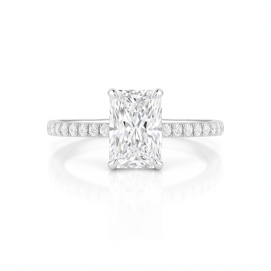 Rachel - Radiant Cut Lab Grown Solitaire Diamond Engagement Ring 18K White Gold IGI