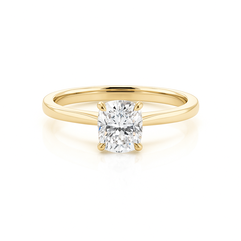 Celina - Cushion Cut 4 Claw Solitaire - Lab Grown Diamond Engagement Ring - 18K Yellow Gold AG & CO Jewellery