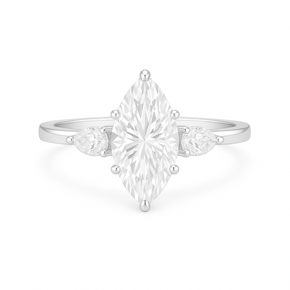 Maria - 6-Prong trilogy with pear side stones AG & CO Jewellery