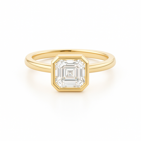 Bezel Asscher Solitaire Engagement Ring AG & CO Jewellery