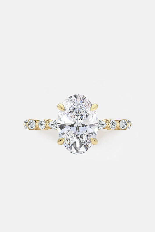 2.50CT - Oval Diamond Engagement Ring With Marquise Band Accent AG & CO Jewellery