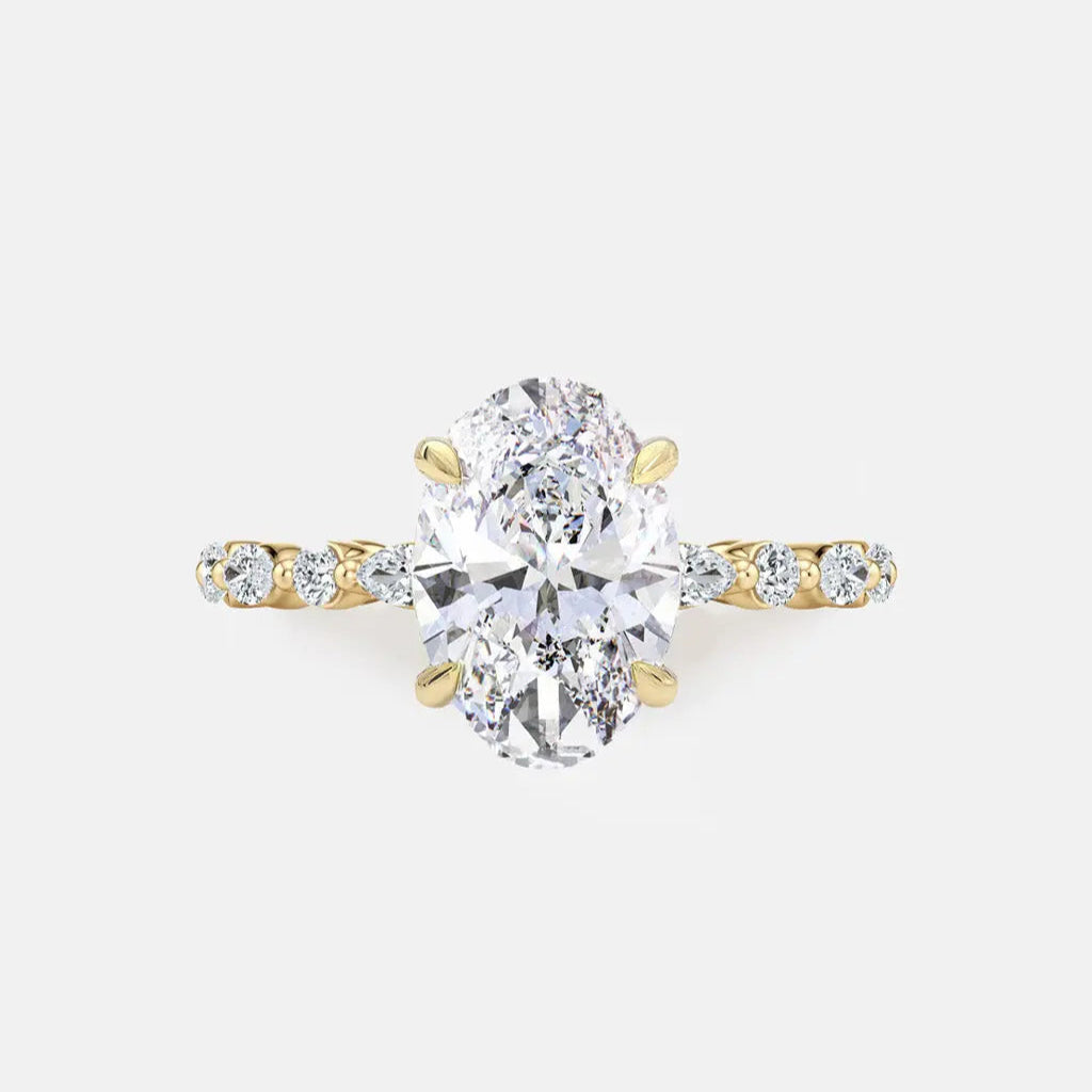 ADELINA - Oval Diamond Engagement Ring With Marquise & Round Band Accents AG & CO Jewellery