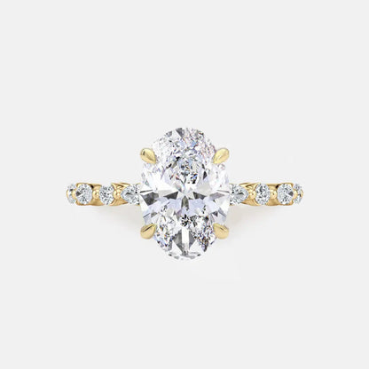 ADELINA - Oval Diamond Engagement Ring With Marquise & Round Band Accents AG & CO Jewellery