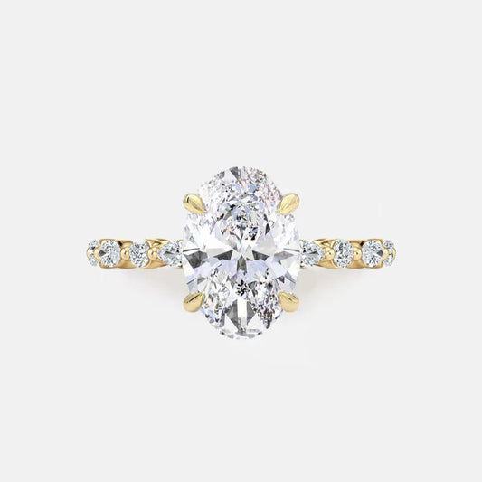 ADELINA - Oval Diamond Engagement Ring With Marquise & Round Band Accents AG & CO Jewellery