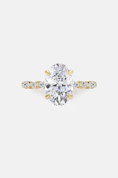 ADELINA - Oval Diamond Engagement Ring With Marquise & Round Band Accents AG & CO Jewellery