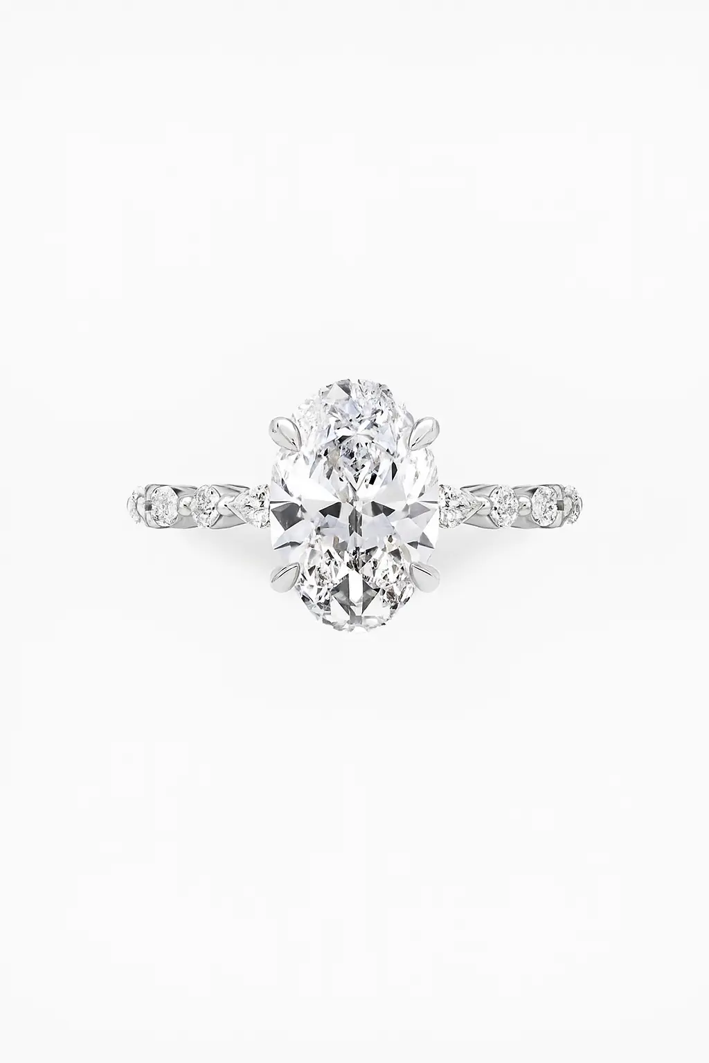 ADELINA - Oval Diamond Engagement Ring With Marquise & Round Band Accents AG & CO Jewellery