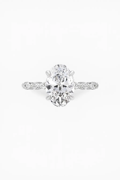 ADELINA - Oval Diamond Engagement Ring With Marquise & Round Band Accents AG & CO Jewellery