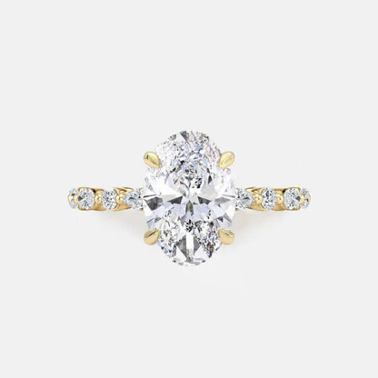 ADELINA - Oval Diamond Engagement Ring With Marquise & Round Band Accents AG & CO Jewellery